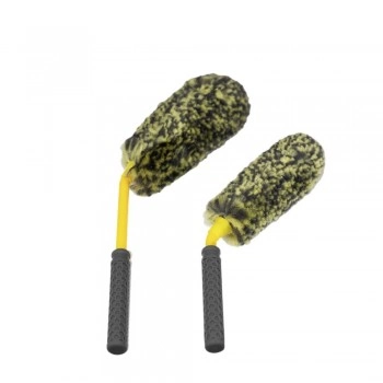 Kit Escova Curva 30/40cm Microfibra Para Furo De Roda